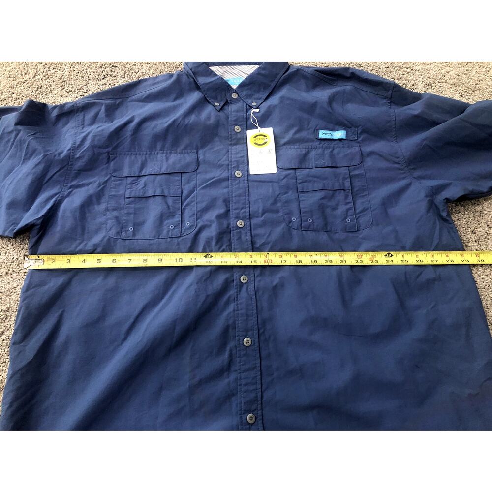Tuna Men's Button Down Fishing Shirt Size 4XL Long Sleeve Blue - Picture 11 of 14